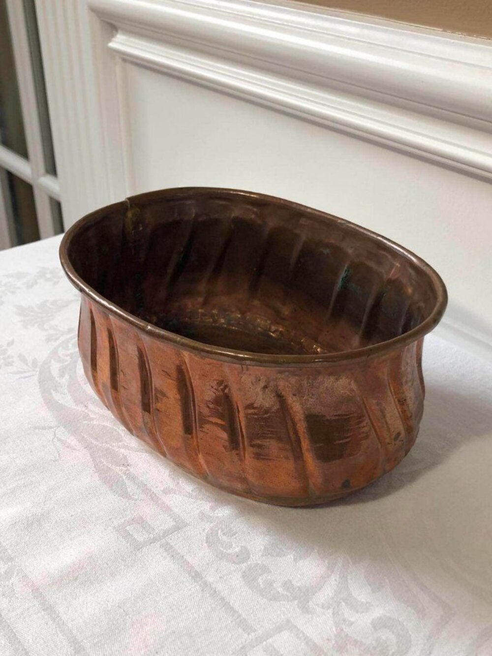 Vintage solid copper jardiniere